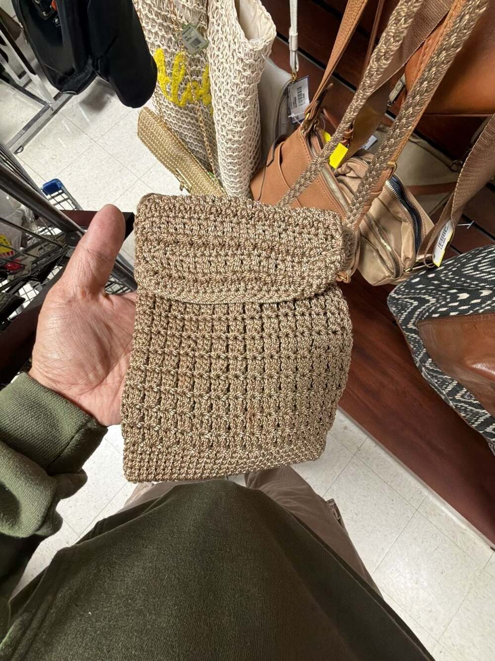 The Sak Crochet Crossbody Bag Metallic Bronze